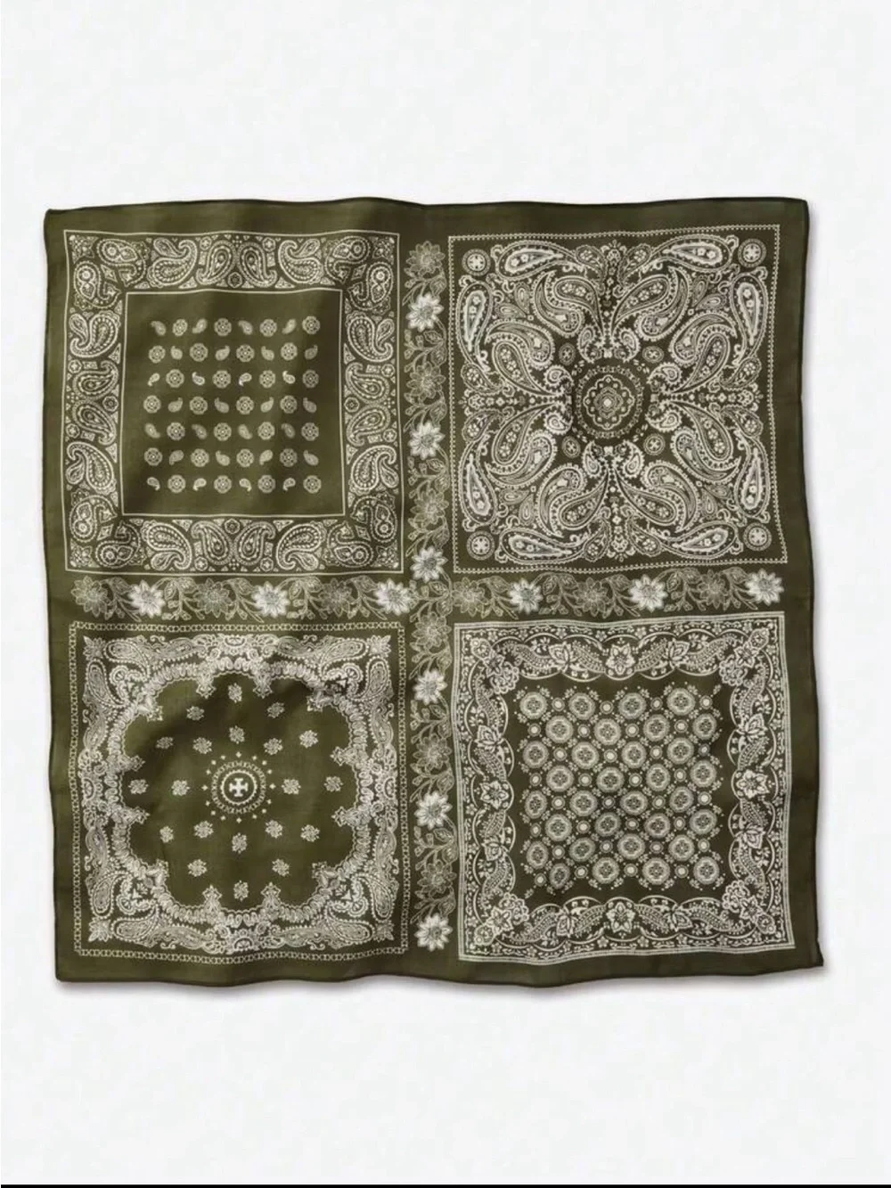 Olive Green Paisley Bandana Scarf - Women's Neck Wrap